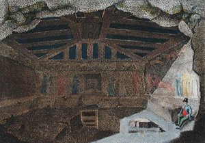 エトルリア人の墓の発見」...フィエーゾレで出版されたフランチェスコ・インギラミ（1772-1846）の「Monumenti Etruschi」の図版 作： Italian School