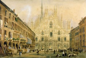 ミラノのドゥオーモ広場と大聖堂。1811. 作： Italian School
