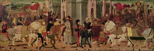 Titus Flavius Vespasian（9-79 AD）とTitus（38-91 AD）のローマへの入場、1450年頃（パネルに油彩） 作： Italian School