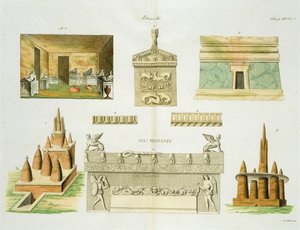 エトルリアの石棺と墓石、プレート7、クラス6、A。ナニ（アクアチント）によって彫刻された「歴史の民族」のパートI 作： Italian School