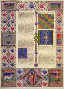 Fol.104v ボルソ デステ聖書の預言者ザッカリアの本。 Vol 2 (ベラム) 作： Italian School