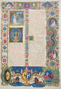 Fol.284r エステのボルソ聖書からの歌の歌。 Vol 1 (ベラム) 作： Italian School