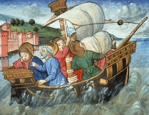 Fol.49v ティベリア海の嵐 (ベラム) 作： Italian School
