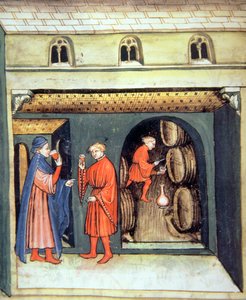 Fol.86v熟成フルーツワイン、Tacuinum Santiatis Codex Vindobonensisのイラスト 作： Italian School