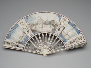 ローマのモニュメントを望む扇子、1780年代から1790年代頃 作： Italian School