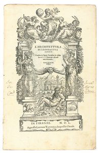レオン・バッティスタ・アルベルティ（1404-72）によるラルキテットゥーラの口絵、コジモ・バルトリ（1503-72）によるイタリア語への翻訳。フィレンツェ：ロレンツォ・トレンティーノ 作： Italian School