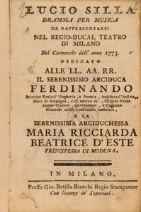 1773年にミラノで公演されたMozarts Lucio Sillaの前作