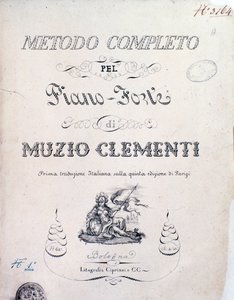 教科書の表紙、ムジオ・クレメンティによるピアノのための完全なメソッド 作： Italian School