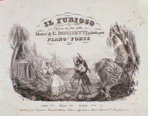 ガエターノ・ドニゼッティ作曲「サン・ドミンゴ島の魔術師」の楽譜の扉（リトグラフ版 作： Italian School