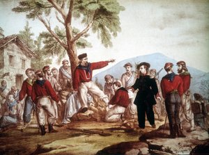 アスプロモンテで負傷したガリバルディ（1807-1882）。 作： Italian School