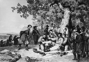 1862年のアスプロモンテの戦いで負傷したジュゼッペガリバルディ（1807-82） 作： Italian School