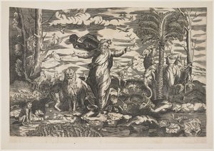 動物を創造する神、1550年頃 作： Italian School