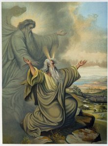 神がモーセに約束の地を示す-ジョバンニ・ラディスラオ・サイコラ著「Aurea Bibbia classica: storia della rivelazione divina nell