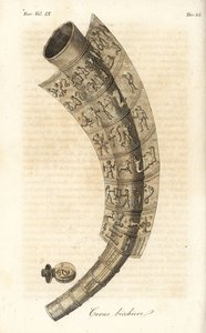 ガレウスの黄金の角、酒飲みの角、またはTunderense（手彩色銅版画 作： Italian School