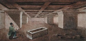 フィエーゾレで出版されたフランチェスコ・インギラミ（1772-1846）の「Monumenti Etruschi」からの挿絵「Grotta del Cardinale 作： Italian School