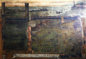 ジェノバ港の港、絵画、イタリア 作： Italian School