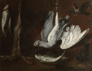 ウサギ、ヘラサギ、魚 1600年代半ば（油彩・カンヴァス） 作： Italian School