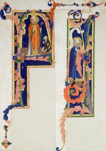 歴史的に描かれた最初のFは、若き不自由を祝福する司教聖徒を描き、私は預言者、フィレンツェ学校を描きました 作： Italian School