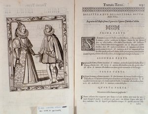 イタリアのダンサー、チェザーレネグリがイルトロンボーン（1536-1604）と呼ぶ2枚のダブルページのルグラティダモーレ（Le Grazie dAmore）のバレエを踊る方法 作： Italian School