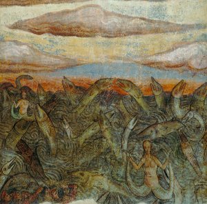 ヨハネの黙示録の詳細、salteranno fuori dallaqua（魚が水から飛び出す） 作： Italian School