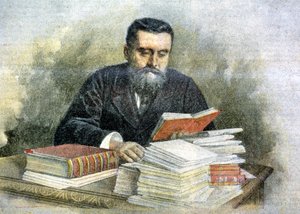 読書机に向かうジャン・ジョレス（1859年～1914年）-"La Tribuna illustrata "にて 作： Italian School