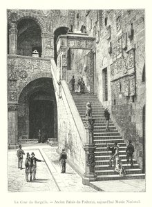バルジェッロの中庭（旧ポデスタ宮殿、現国立博物館）（エングレービング 作： Italian School