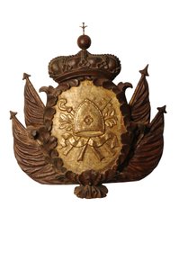 大きなバロック様式の腕章彫刻、1700年頃（木製 作： Italian School