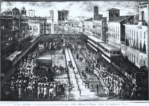 ナヴォーナ広場での大規模なトーナメント、1610年頃 作： Italian School