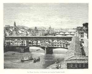 Taddeo Gaddiによって1345年に建設されたヴェッキオ橋(彫刻) 作： Italian School