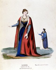 ジュゼッペ・ヴェルディ作「トロヴァトーレ」初演時のレオノーラの衣装（1854年）ミラノ・スカラ座書庫 作： Italian School