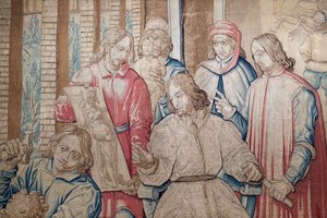 サン・マルコのメディチ庭園の彫刻家と画家の間の壮大なロレンツォ。 タペストリー 1516年。ジェノバ。 イタリア。 作： Italian School