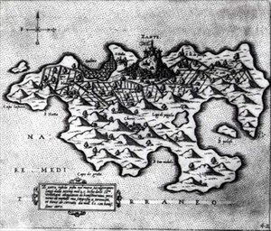 ヴェネツィアの対トルコ拠点であるザンテ島の地図 作： Italian School