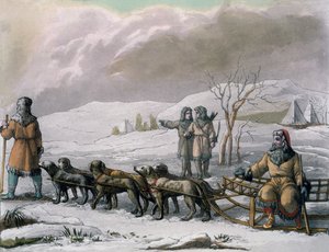 カムチャツカの男、犬そり、コストゥミデイ...ジュリオフェラーリオ作、1820年代〜30年代 作： Italian School
