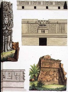 メキシコの古代遺産、「諸国民の歴史」のプレート48からの建築詳細（アクアチント）（94497も参照