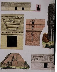 メキシコの古代遺産、「諸国民の歴史」のプレート48からの建築詳細（アクアチント）（94498も参照）