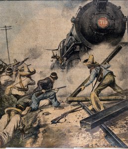メキシコ革命：列車を襲撃する反乱軍 イラスト：Abbo（「L