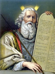 律法のテーブルを持つモーゼ-ジョバンニ・ラディスラオ・サイコラ著「Aurea Bibbia classica: storia della rivelazione divina nell