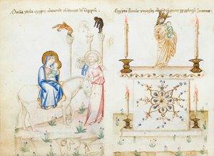 Ms 43-1950 fol.3vエジプト人への飛行、検鏡Humanae Salvationisから 作： Italian School