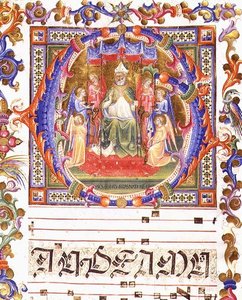 Ms 557 f.35v Bartolomeo di Fruosino (1366-1441) 1421 (vellum) によって照らされた、「Messale di Sant