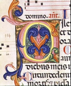 Ms 559 f.206v サンタ・マリア・ノヴェッラの詩篇から、パオロ・ソルディーニ(1342-86年)によって彩色された歴史的な頭文字「O」 1379年（ベラム製） 作： Italian School
