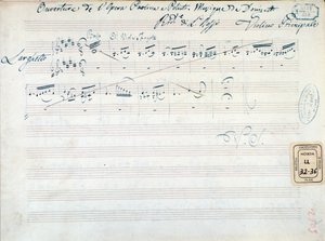ガエターノ・ドニゼッティ作曲「パオリーナとポリュート」の楽譜（紙にインク 作： Italian School