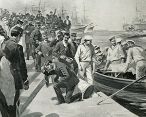 ルーマニアのコンスタンツァ港に上陸したロシア戦艦ポチョムキンの反乱（1905年7月23日付イタリア版「L