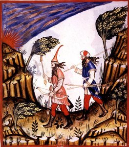Nova 2644 fol.57v 「Tacuinum Sanitatis」から「西風」（ベラム製） 作： Italian School