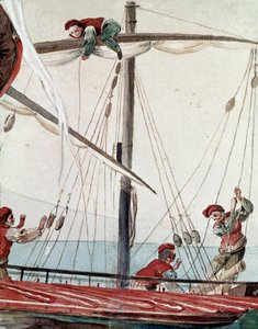 ナポリの古い商売：漁船 - 19世紀の水彩画 - ナポリ・サンマルティーノ美術館 作： Italian School