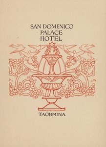 タオルミーナのサン・ドメニコ・パレス・ホテルのパンフレットのページ（リトグラフ） 作： イタリア語学校