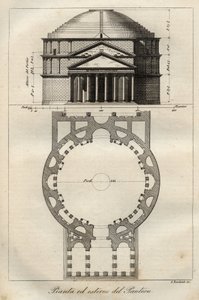 125年頃、ハドリアヌス帝の時代に完成したローマのパンテオン-「Usi e Costumi di Tutti i Popoli dell