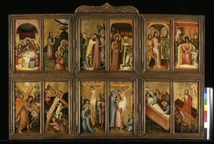 キリストの受難、1400年頃（木にテンペラと金）