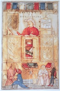 Petrus de Montagnana、1495年にベネチアで出版されたジャン・ド・ケタム作「Fasciculus Medicinae」の挿絵（着色木版画） 作： Italian School