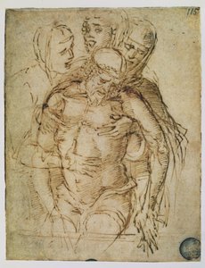ピエタ、ジョヴァンニ ベッリーニ (c.1430-1516) またはアンドレア マンテーニャ (1430-1516) 作 (紙にペンとインク) 作： Italian School