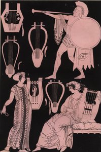 古代ギリシャのパイプや竪琴などの楽器 - 古代ギリシャの楽器 - 「Usi e Costumi di Tutti i Popoli dell